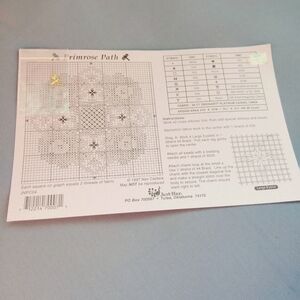 Just Nan Primrose Path Cross Stitch Pattern & Gold Hummingbird Charm Bird